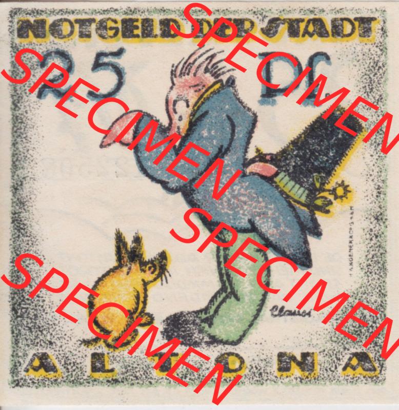 Notgeld Altona, Stadt in Land Hamburg, Männer-Serie 1921, 25 Pfennig I (2). Deutsches Notgel Altona, Stadt aus Land Hamburg im online Katalog zum katalogisieren,... Sammlung