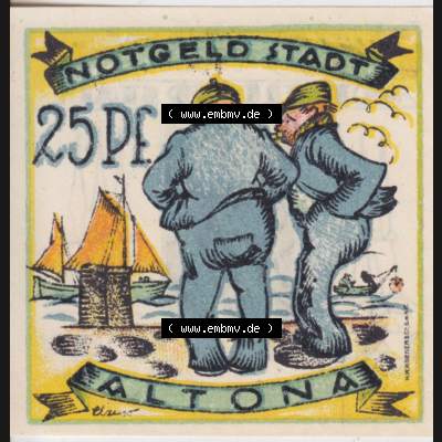 Notgeld Altona, Stadt in Land Hamburg, Männer-Serie 1921, 25 Pfennig II (2). Deutsches Notgel Altona, Stadt aus Land Hamburg im online Katalog zum katalogisieren,... Sammlung