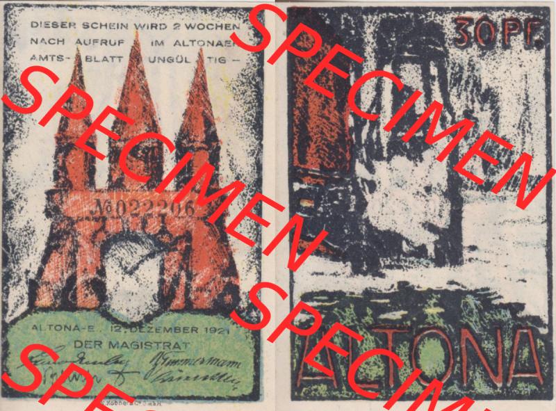 Notgeld Hamburg, Stadt in Land Hamburg, Altona Tropfen 1921, 30 Pfennig II (3). Deutsches Notgel Stadt Hamburg aus Land Hamburg im online Katalog zum katalogisieren,... Sammlung