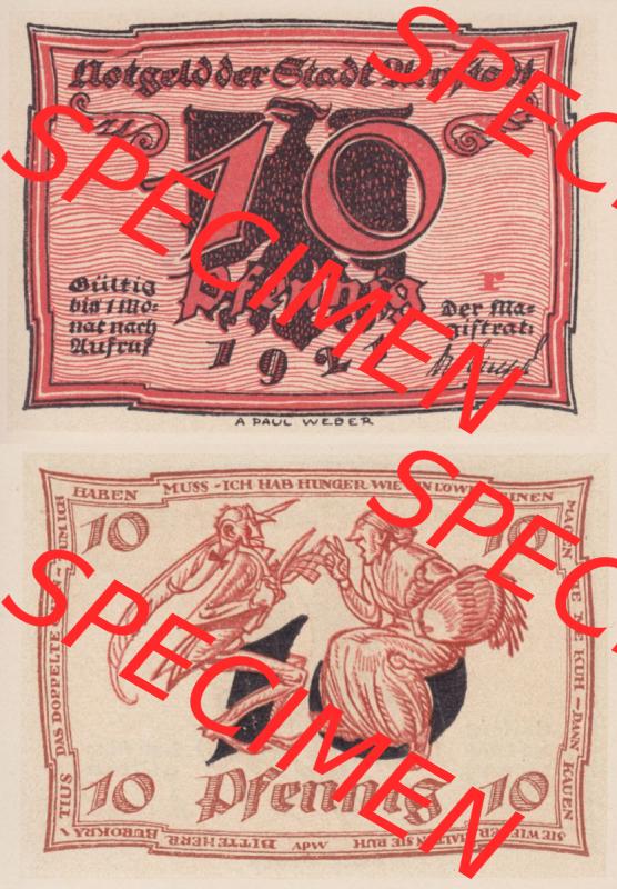 Notgeld Arnstadt, Stadt in Schwarzburg-Sondershausen 1921, Buchstabe r von Arnstadt (3). Deutsches Notgeld Arnstadt, Stadt aus Land Schwarzburg-Sondershausen im online... Sammlung