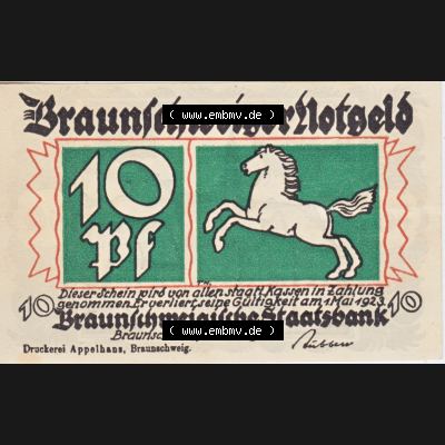 Notgeld Braunschweig, Staatsbank in Braunschweig 1921-1923, 10 Pfennig Blankenburg am Harz (1). Deutsches Notgeld Braunschweiger Staatsbank aus Land Braunschweig im online... Sammlung