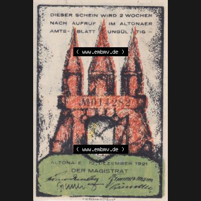 Notgeld Hamburg, Stadt in Land Hamburg, Altona Tropfen 1921, 30 Pfennig IV (1). Deutsches Notgel Stadt Hamburg aus Land Hamburg im online Katalog zum katalogisieren,... Sammlung