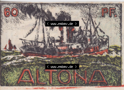 Notgeld Hamburg, Stadt in Land Hamburg, Altona Tropfen 1921, Hafen 60 Pfennig (2). Deutsches Notgel Stadt Hamburg aus Land Hamburg... Sammlung