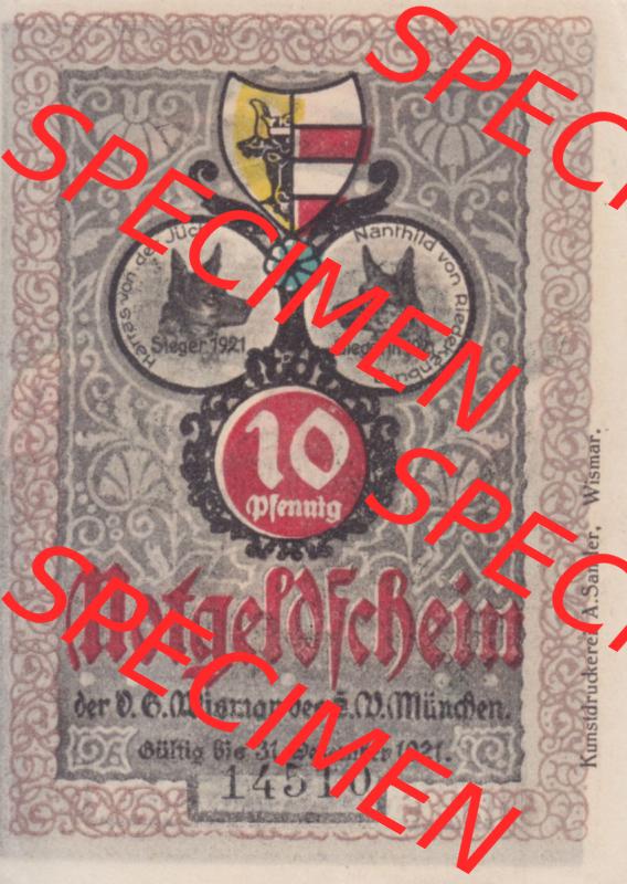 Notgeld Wismar, Stadt in Mecklenburg-Schwerin 1921, 10 Pfennig Sanitätshundeverein (1). Deutsches Notgeld Wismar, Stadt aus Land Mecklenburg-Schwerin im online Katalog... Sammlung