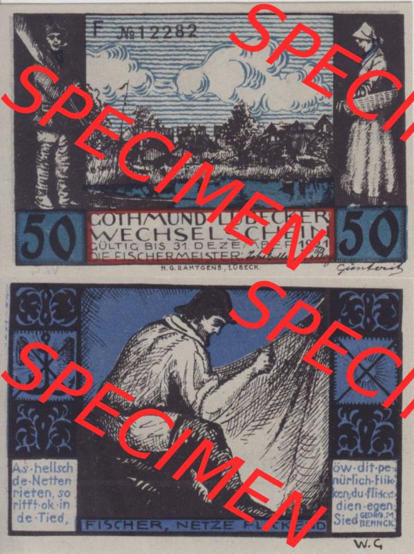 Notgeld Lübeck, Stadt im Land Lübeck, Gothmund 1921, 50 Pfennig F (3). Deutsches Notgeld Lübeck, Stadt aus Land Lübeck im online Katalog zum... Sammlung