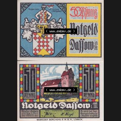 Notgeld Dassow, Stadt in Mecklenburg-Schwerin, 1922, 50 Pfennig (3). Deutsches Notgeld Dassow, Stadt aus Land Mecklenburg-Schwerin im online Katalog zum katalogisieren,... Sammlung