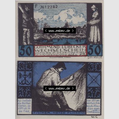 Notgeld Lübeck, Stadt im Land Lübeck, Gothmund 1921, 50 Pfennig F (3). Deutsches Notgeld Lübeck, Stadt aus Land Lübeck im online Katalog zum... Sammlung