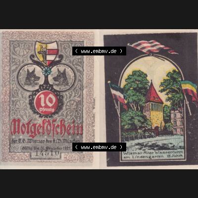 Notgeld Wismar, Stadt in Mecklenburg-Schwerin 1921, 10 Pfennig Sanitätshundeverein (3). Deutsches Notgeld Wismar, Stadt aus Land Mecklenburg-Schwerin im online Katalog... Sammlung