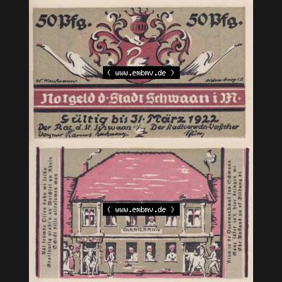 Notgeld Schwaan, Stadt in Mecklenburg-Schwerin, 1922, 50 Pfennig (3). Deutsches Notgeld Schwaan, Stadt aus Land Mecklenburg-Schwerin im online Katalog zum katalogisieren,... Sammlung