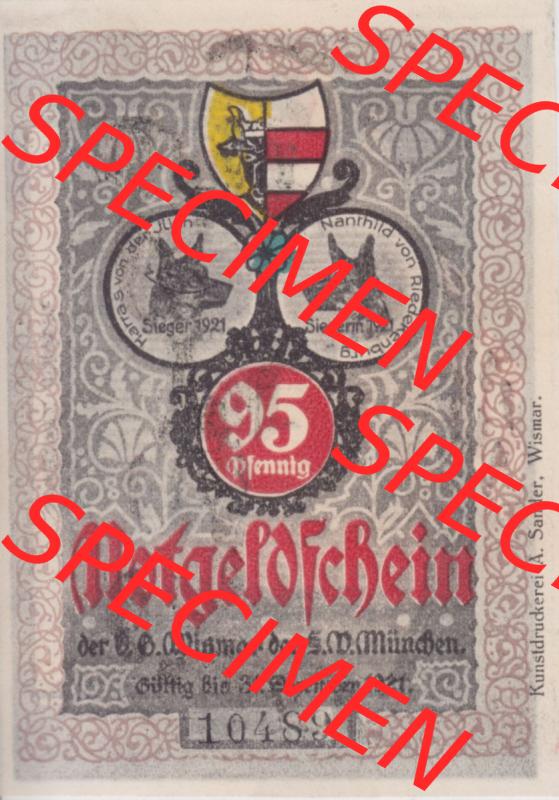 Notgeld Wismar, Stadt in Mecklenburg-Schwerin 1921, 95 Pfennig Hafen (1). Deutsches Notgeld Wismar, Stadt aus Land Mecklenburg-Schwerin im online Katalog zum katalogisieren,... Sammlung