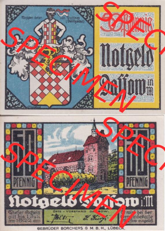 Notgeld Dassow, Stadt in Mecklenburg-Schwerin, 1922, 50 Pfennig (3). Deutsches Notgeld Dassow, Stadt aus Land Mecklenburg-Schwerin im online Katalog zum katalogisieren,... Sammlung