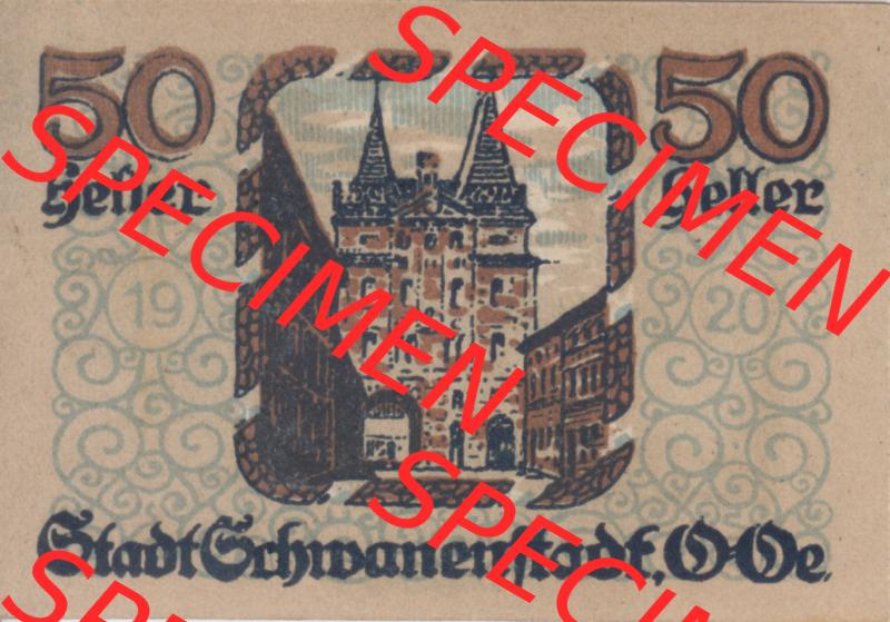 Notgeldscheine Oberösterreich Schwanenstadt 1921, 50 Heller (1). Notgeld Oberösterreich Schwanenstadt, Notgeldscheine aus Oberösterreich im online Katalog für... Sammlung