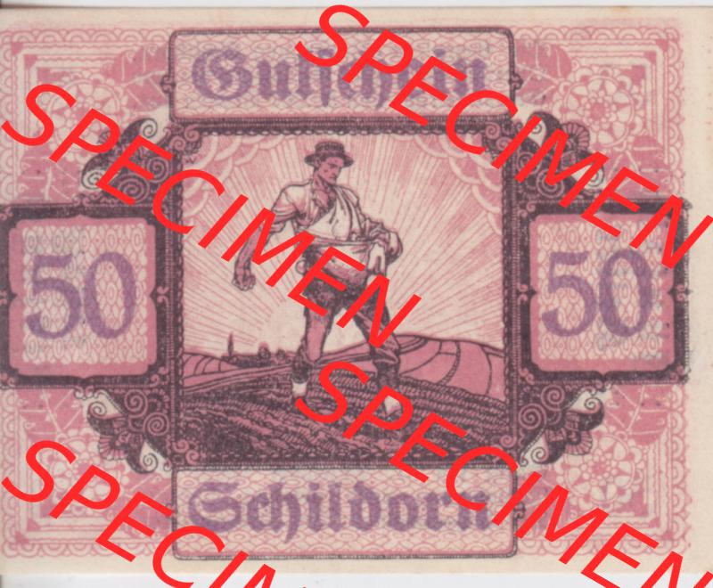 Notgeldscheine Oberösterreich Schildorn 1920, 50 Heller (1). Notgeld Oberösterreich Schildorn, Notgeldscheine aus Oberösterreich im online Katalog für private... Sammlung