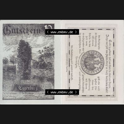 Notgeldscheine Niederösterreich Eggenburg 1920, 10 Heller. Vorderseite und Rückseite des Notgeldscheins auf einen Digitalen Bild zu katalogisieren der eigenen Notgeld-Sammlung im... Sammlung