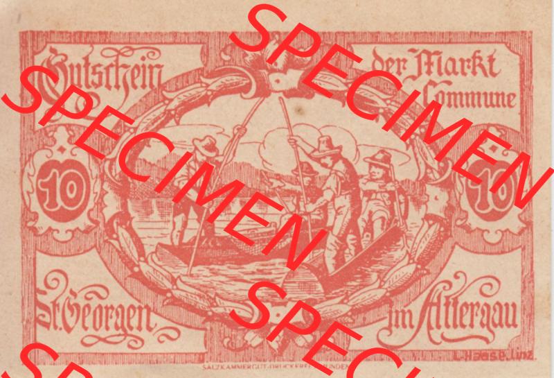 Notgeldscheine Oberösterreich St. Georgen 1920, 10 Heller II. (1). Notgeld Oberösterreich St. Georgen, Notgeldscheine aus Oberösterreich... Sammlung