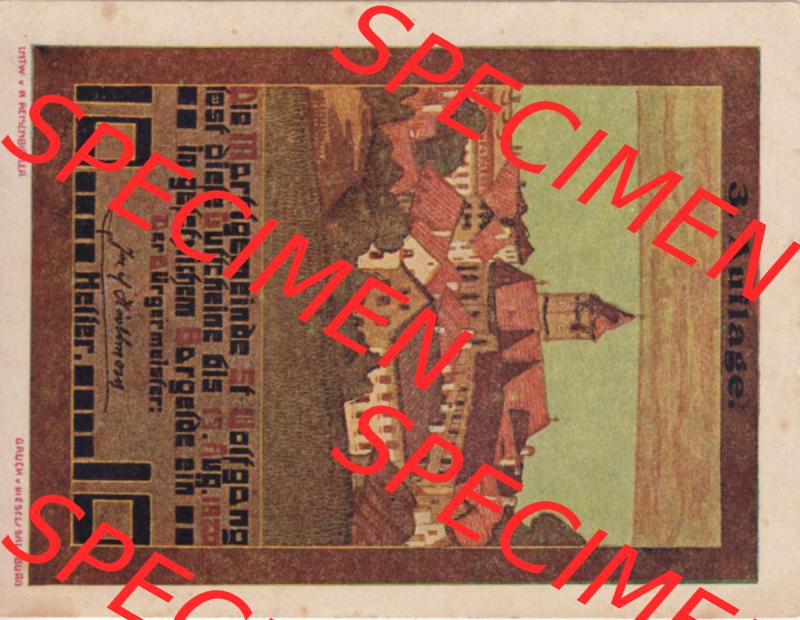 Notgeldscheine Oberösterreich St. Wolfgang im Salzkammergut 1920, 10 Heller (1). Notgeld Oberösterreich St. Wolfgang im Salzkammergut, Notgeldscheine... Sammlung