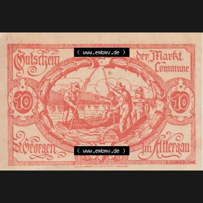 Notgeldscheine Oberösterreich St. Georgen 1920, 10 Heller II. (1). Notgeld Oberösterreich St. Georgen, Notgeldscheine aus Oberösterreich... Sammlung
