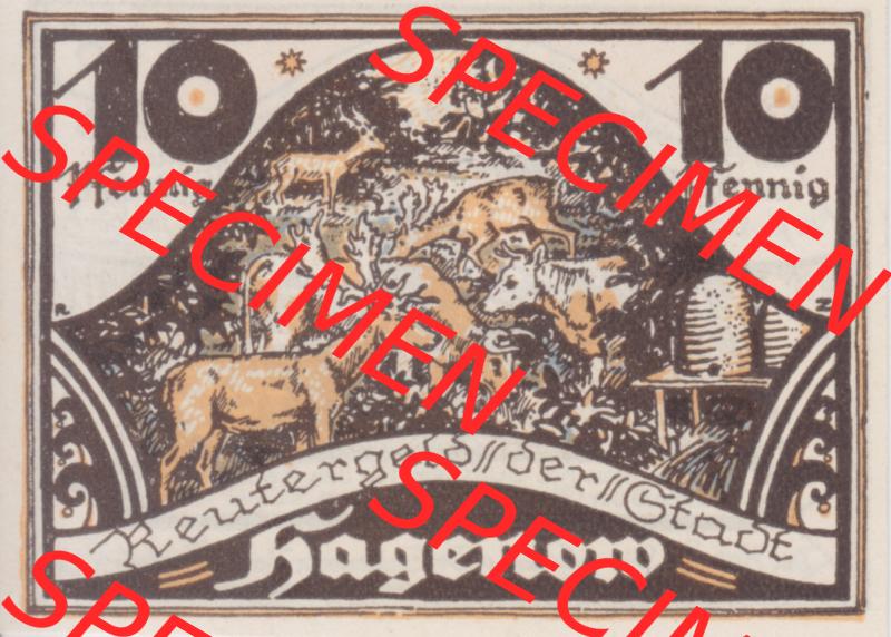 Deutsches Reich Reutergeld Hagenow 10 Pfennig, das Digitale Bild mit der Vorderseite vom hier gezeigten Reutergeld-Notgeld aus Hagenow steht im online Katalog zum katalogisieren und kategorisieren... Sammlung