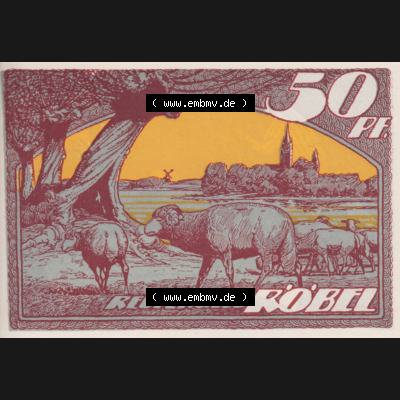 Deutsches Reich Reutergeld Röbel 50 Pfennig, das Digitale Bild mit der Vorderseite vom hier gezeigten Reutergeld-Notgeld aus Röbel steht im online Katalog zum katalogisieren und kategorisieren... Sammlung