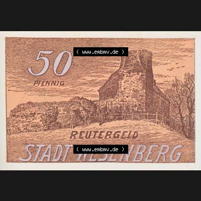Deutsches Reich Reutergeld Wesenberg 50 Pfennig, das Digitale Bild mit der Vorderseite vom hier gezeigten Reutergeld-Notgeld aus Wesenberg steht im online Katalog zum katalogisieren und kategorisieren... Sammlung