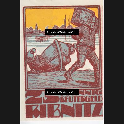 Deutsches Reich Reutergeld Ribnitz 25 Pfennig, das Digitale Bild mit der Vorderseite vom hier gezeigten Reutergeld-Notgeld aus Ribnitz steht im online Katalog zum katalogisieren und kategorisieren... Sammlung