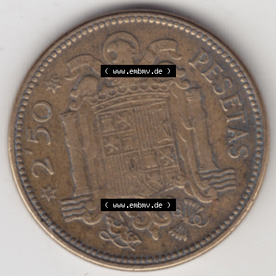 Münzen Spanien Eurovorläufer, Umlaufmünze vor Euroeinführung 1953-1953, 2,50 Peseten 1953 (1) Sammlung