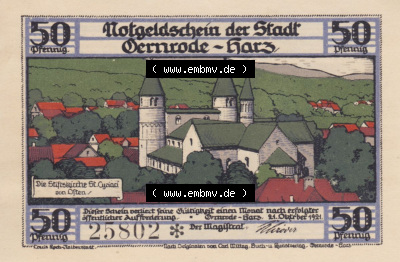 Notgeldscheine aus Gernrode 1921, 50 Pfennig 3 (1) Sammlung