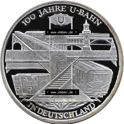 Münzen Euromünzen 2002, Deutschland 10 Euro Sondermünze 2002, 10 Euro U-Bahnen (1) Sammlung