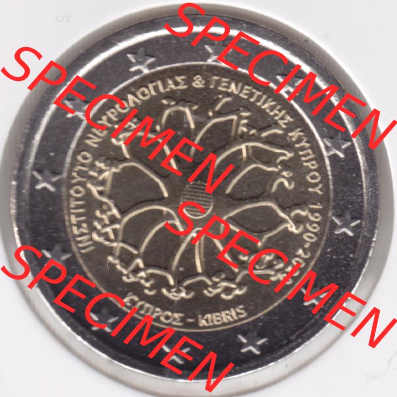 Münzen Euromünzen 2 Euro 2020, Zypern Institut für Neurologie und Genetik. 2 Euro Gedenkmünze, gültiges Zahlungsmittel in allen Eurostaaten / Euroländern.... Sammlung