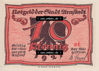 Notgeldscheine aus Arnstedt 1921, 10 Pfennig st (1) Sammlung