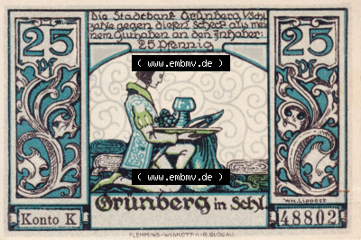 Notgeldscheine aus Grünberg 1922, 25 Pfennig (1) Sammlung