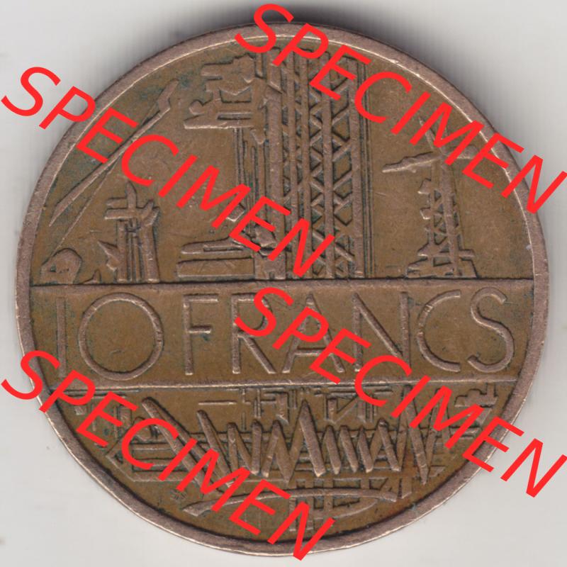 Münzen Frankreich Eurovorläufer, Umlaufmünze vor Euroeinführung 1974-1987, 10 Franken-Francs 1976. Vorderseite einer Münze aus Europa als Digitales Bild /... Sammlung