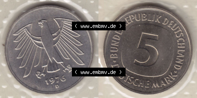 Münzen Deutschland Münzsätze Deutsche Mark Stempelglanz 1976, 5 Mark (3) Sammlung