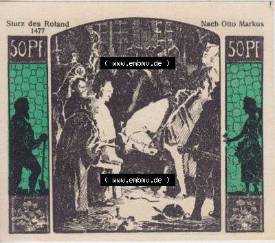 Notgeldscheine aus Quedlinburg 1922, 50 Pfennig Sturz des Roland 1477 (1) Sammlung