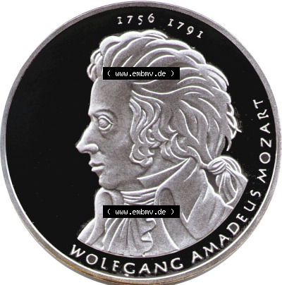 Münzen Euromünzen 2006, Deutschland 10 Euro Sondermünze 2006, 10 Euro Wolfgang Amadeus Mozart (1) Sammlung