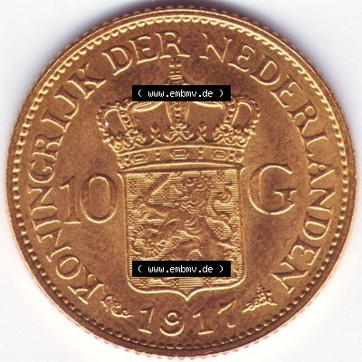 Münzen Niederlande Goldmünze 1917 (2) Sammlung