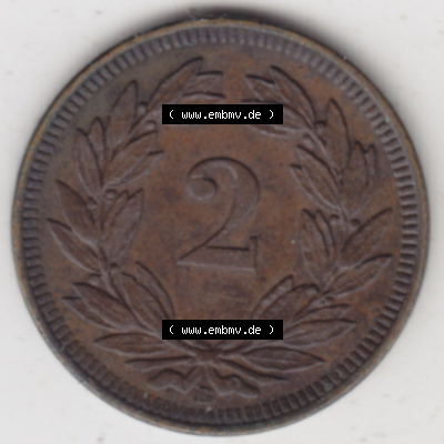 Münzen Schweiz Eurovorläufer, Umlaufmünze 1850-1931, 2 Rappen (1) Sammlung