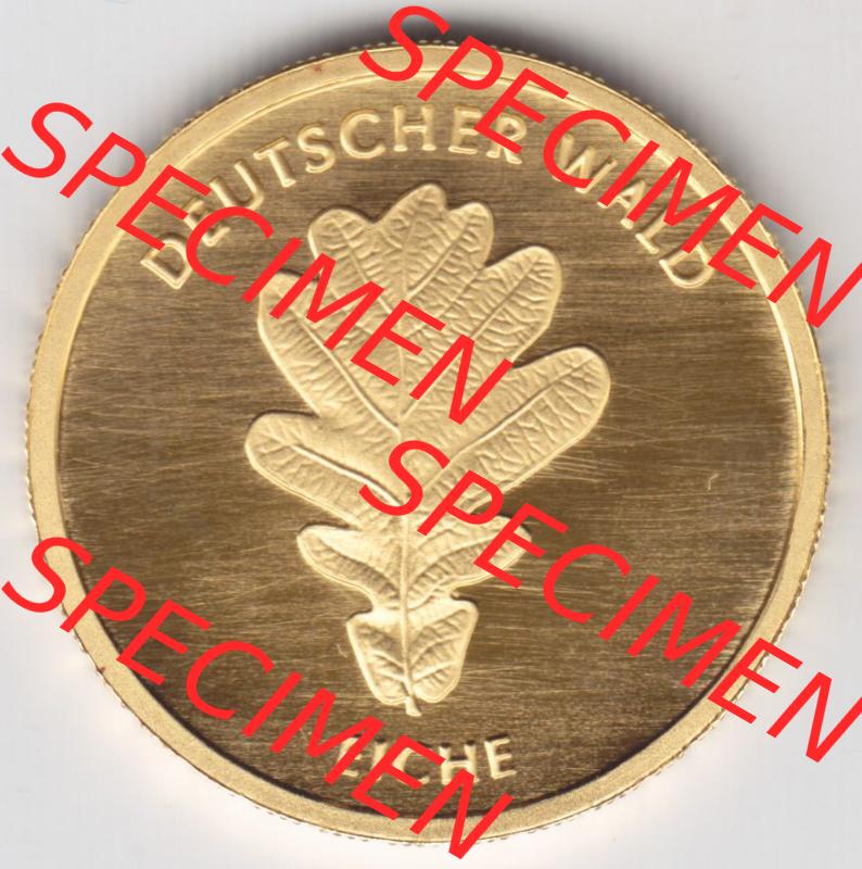 Münzen Deutschland 20 Euro Goldmünzen Deutscher Wald, 1/8 Unze Gold 2010. Rückseite einer Münze aus dem Deutschen Kaiserreich in Europa als Digitales Bild / Bildmaterial... Sammlung