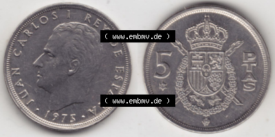 Münzen Spanien Eurovorläufer, Umlaufmünze vor Euroeinführung 1975-1975, 5 Peseten 1979 (3) Sammlung