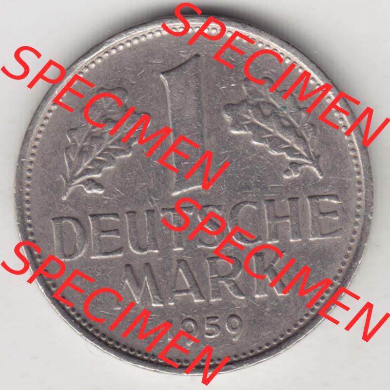 Münzen Deutschland 1950-2001, 1 Deutsche Mark 1959 F. Vorderseite der Münze aus Deutschland Sammlung