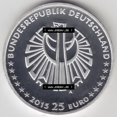 Münzen Deutschland 25 Euro-Sondermünzen Silbermünze in 999er Silber 2015 (Stück 1), 25 Jahre Deutsche Einheit (1) Sammlung