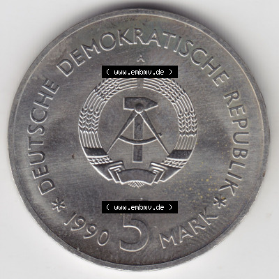 Münzen Deutschland DDR 5 Mark-Sondermünze 1990, 5 Mark, A Zeughaus, Museum für deutsche Geschichte (2) Sammlung