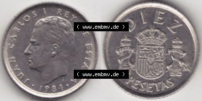 Münzen Spanien Eurovorläufer, Umlaufmünze vor Euroeinführung 1984-1984, 10 Peseten 1984 (3) Sammlung