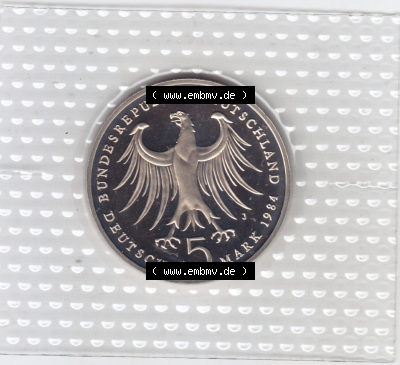 Münzen Deutschland 5 DM-Gedenkmünze 1984, Medelssohn Bartholdy (1) Sammlung
