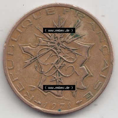 Münzen Frankreich Eurovorläufer, Umlaufmünze vor Euroeinführung 1974-1987, 10 Franken-Francs 1978 III.. Rückseite einer Münze aus Europa als Digitales... Sammlung
