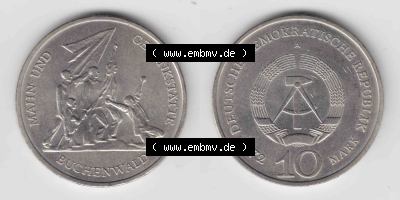 Münzen Deutschland DDR 10 Mark-Sondermünze 1972, 10 Mark der DDR Buchenwald (3) Sammlung
