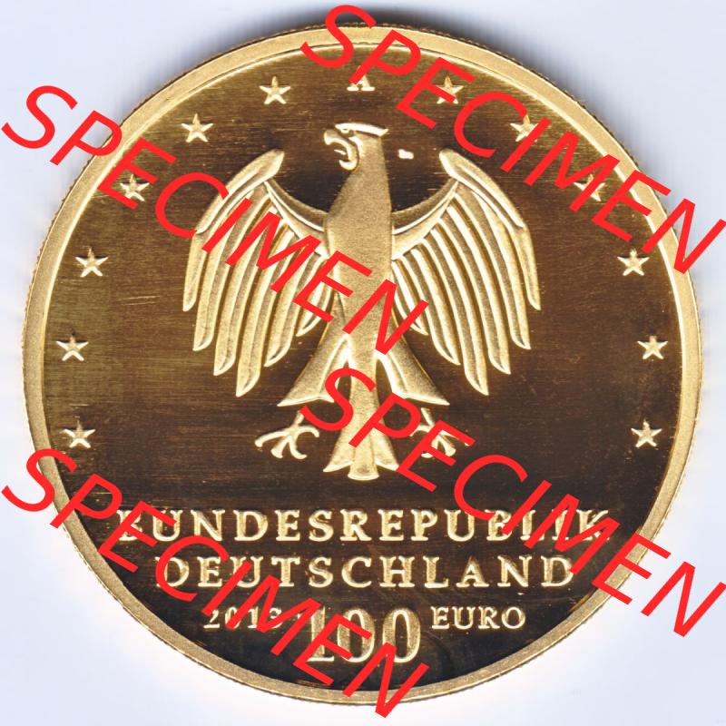 Münzen Deutschland 100 Euro Goldmünzen 2013. Rückseite einer Münze aus dem Deutschen Kaiserreich in Europa als Digitales Bild / Bildmaterial zum Herunterladen. Die... Sammlung