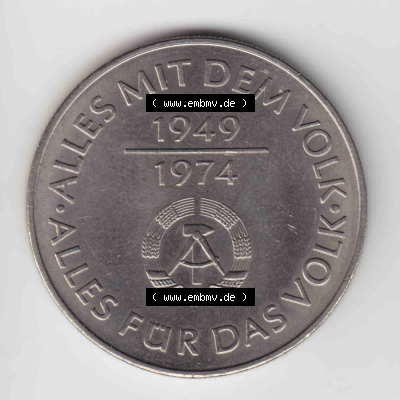 Münzen Deutschland DDR 10 Mark-Sondermünze 1974, 10 Mark Alles mit dem Volk, Alles für das Volk (1) Sammlung