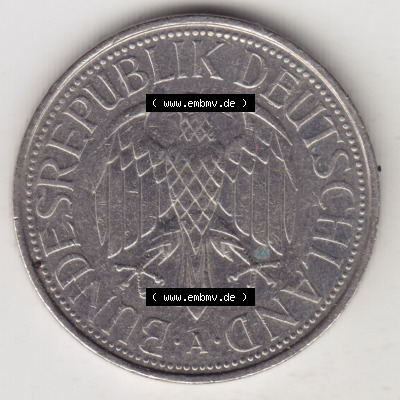 Münzen Deutschland 1990-2001, 1 Deutsche Mark 1990 A. Rückseite der Münze aus Deutschland Sammlung