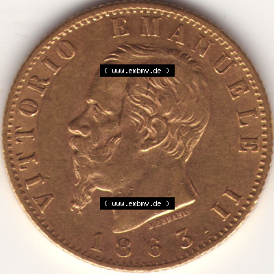 Münzen Italien Goldmünze 1863 (2) Sammlung